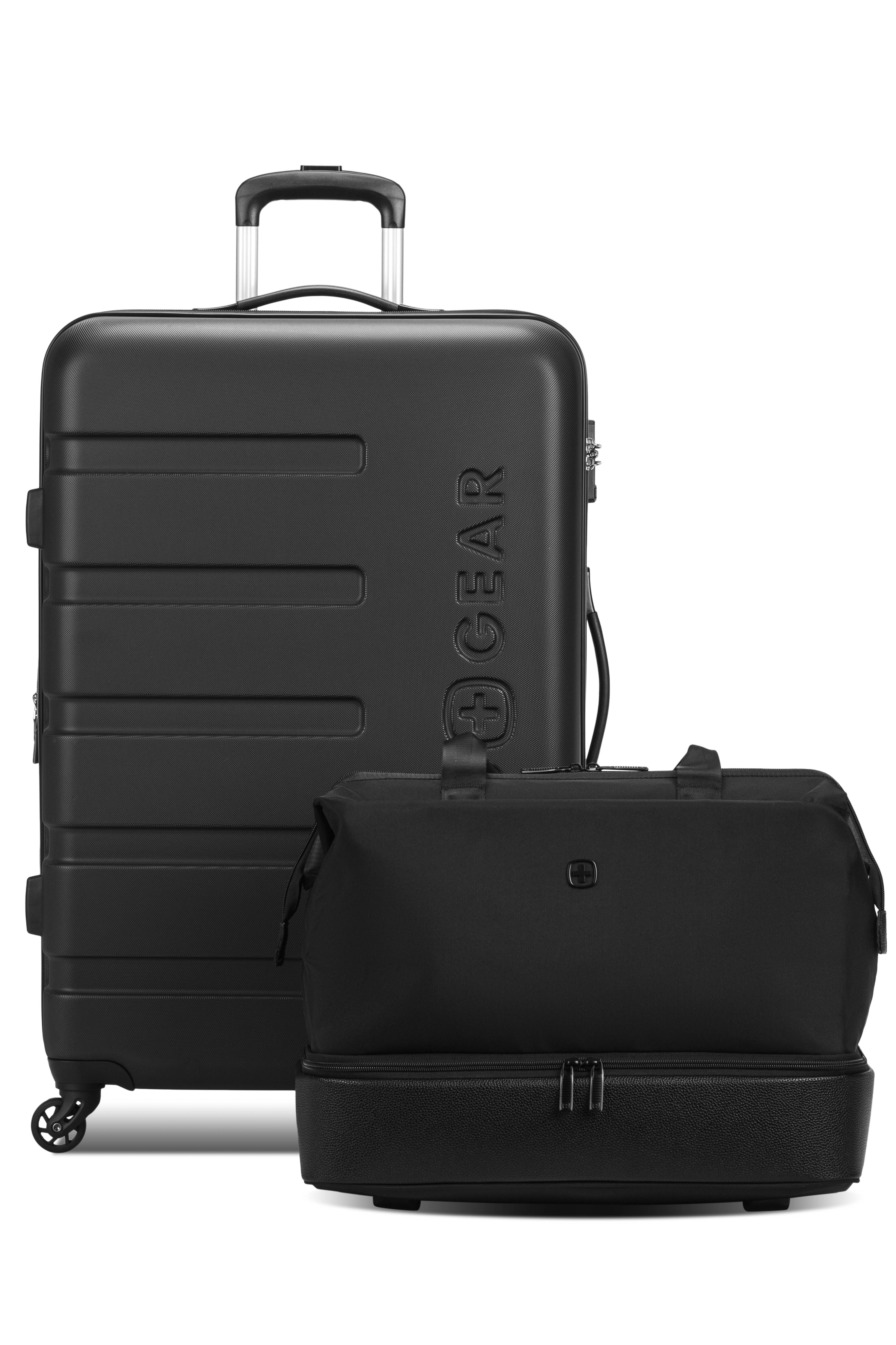 SWISSGEAR - Signature Large Checked in Black with Weekender Travel Tote